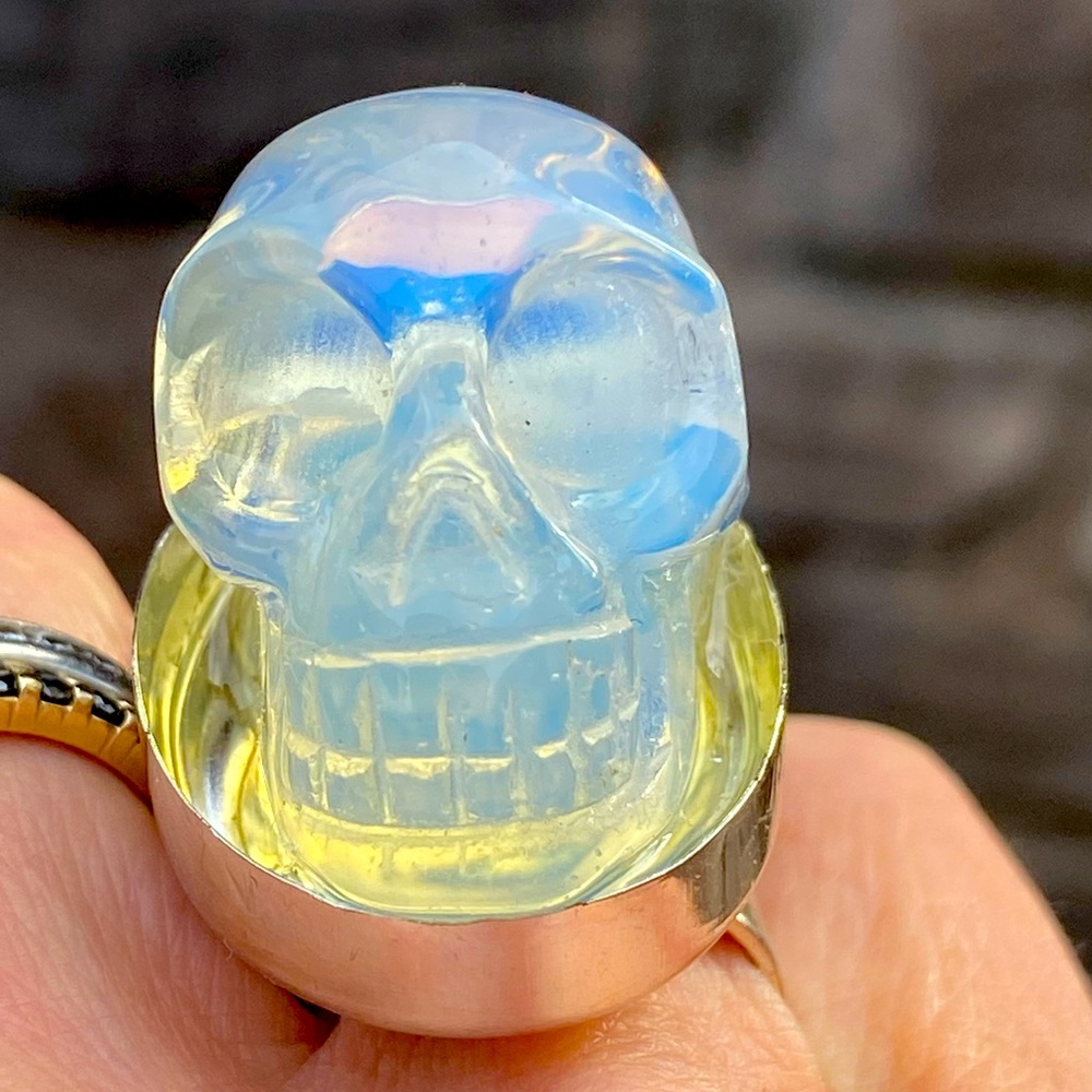 Huge💀 fun skull Ring by Sugar Gay Isber NEW Opalite stabilizer of mood swings😑